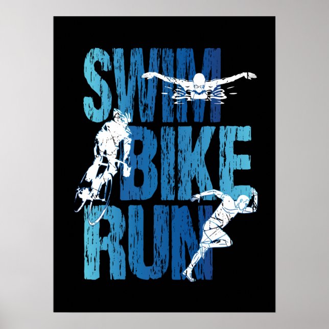 Poster Triathlon - Swim Bike Run (Frente)