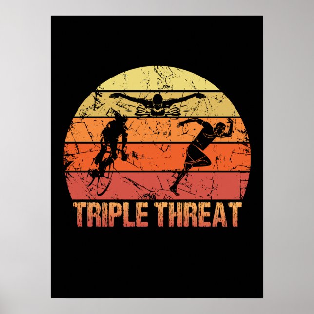 Poster Triathlon Triple Threat Vintage (Frente)