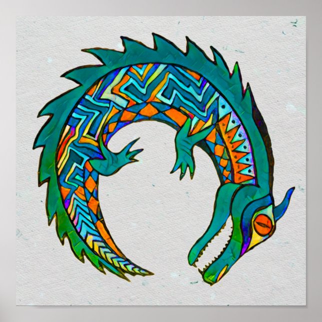 Poster Tribal Alligator Art (Frente)