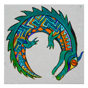 Pôster Tribal Alligator Art Poster
