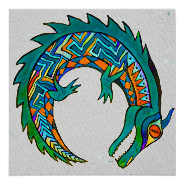 Pôster Tribal Alligator Art Poster (Frente)