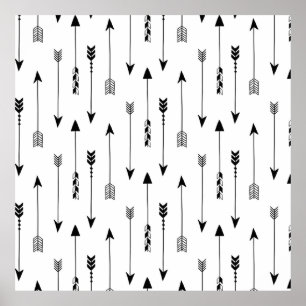 Poster Tribal arrows on white background. Seamless patter