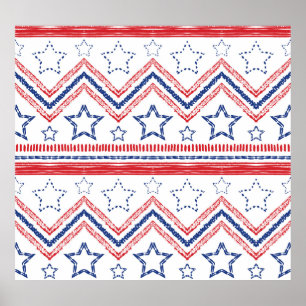 Poster Tribal azul-azul patriótico, símbolos americanos.