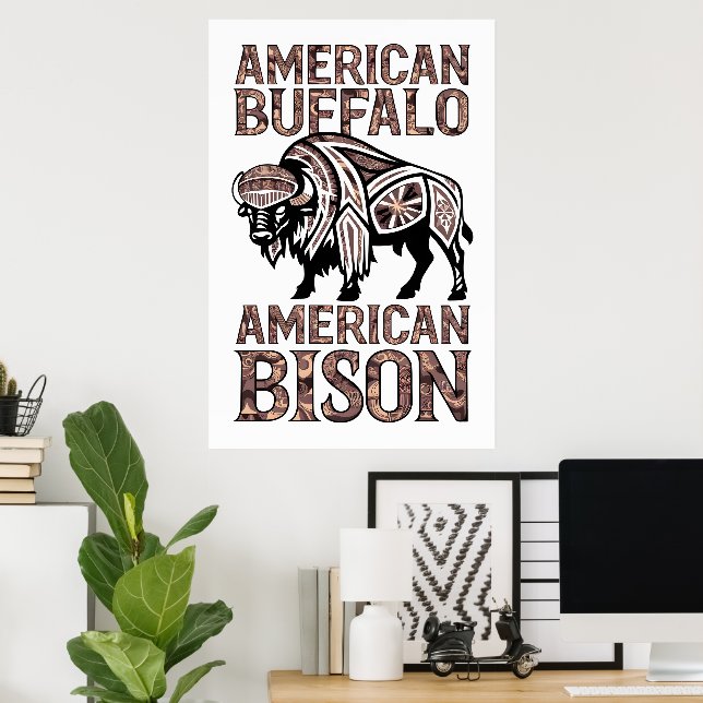 Poster Tribal Bison Design (Escritório em casa)