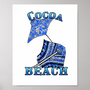 Poster Tribal Stingray de férias na Flórida de Ccoa Beach