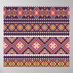 Poster Tribal striped, padrão geométrico sem costura.