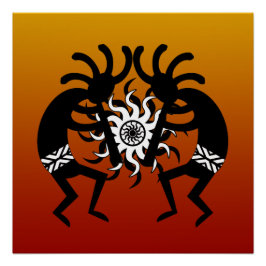 Pôster Tribal Sun Kokopelli, Design sudoeste