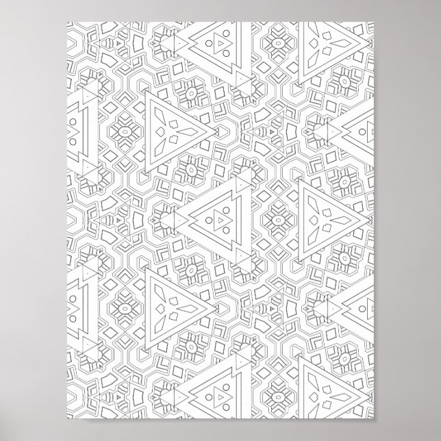 Poster Tribal Triangle Pattern Coloring Page Geometric (Frente)