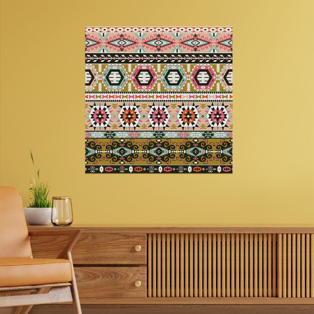 Poster Tribal Tribal Aztec Pattern Boho Geométrico (Criador carregado)