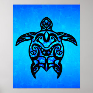 Poster Tribal Turtle Hibiscus