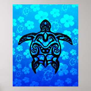 Pôster Tribal Turtle Hibiscus