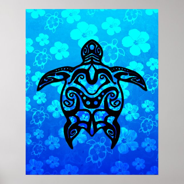 Pôster Tribal Turtle Hibiscus (Frente)