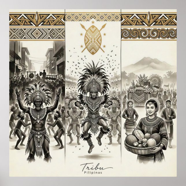 Poster Tribu-Ati-Atihan · Dinagyang · Kadayawan (Frente)