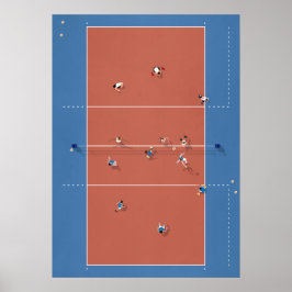 Poster Tribunal Ilustrado de Voleibol de cima