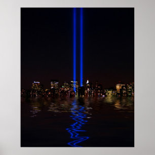 Pôster Tributo do World Trade Center na luz na noite