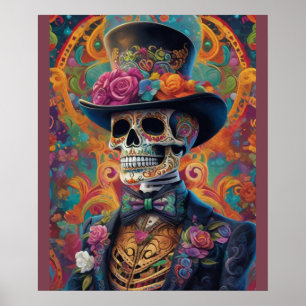 Poster Tributo Festivo Calaveras: Esplendor Do Crânio Do