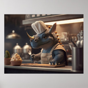Poster Tricerátopo - cozinheira de encomenda curta