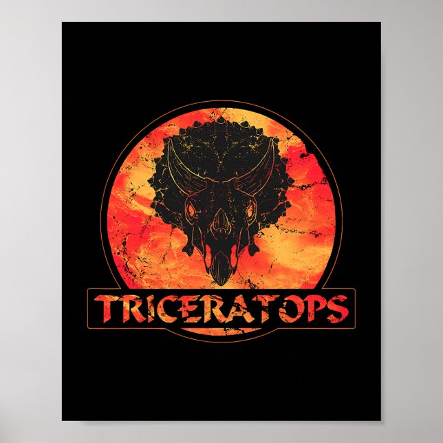 Poster Triceratops Dinossauro Fóssil (Frente)
