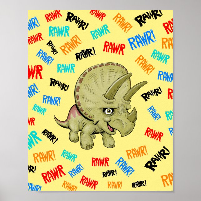 Poster Triceratops says “Rawr!” (Frente)