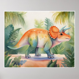Poster Triceratops Watercolor NurserArt