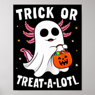 Poster Trick or treat fantasia de halloween de axolote lo