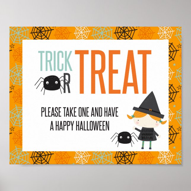 Poster Trick or Treat Feliz Halloween doce varanda Sinal (Frente)