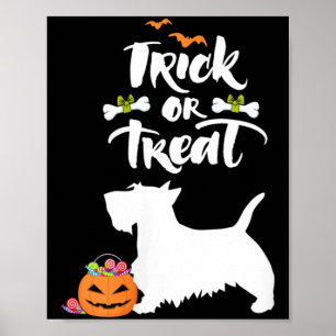 Poster Trick Or Treat Feminino Scottie Terrier Escocês Ca