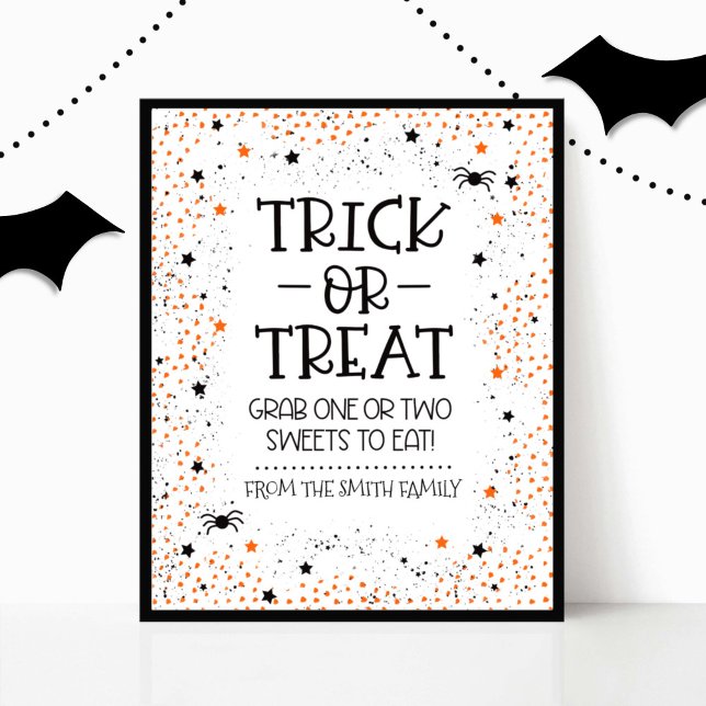 Poster Trick ou Tratar Sinal para o Halloween (Halloween Trick or Treat Sign)