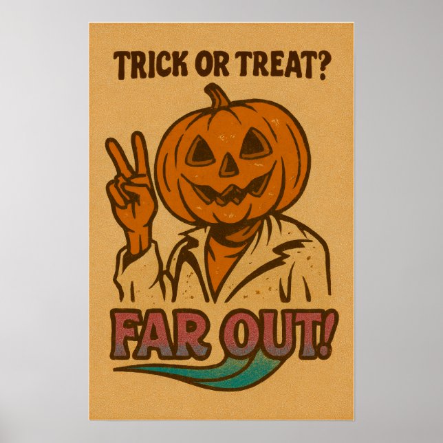 Poster Trick ou Treat? | Pumpkin Retro Halloween (Frente)
