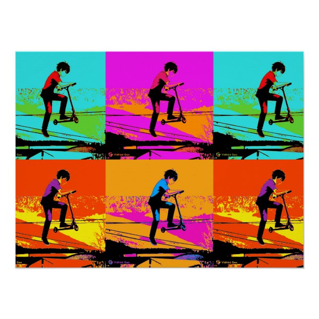 Pôster Tricks de Patinete Voador Alto - Piloto de Patinet (Frente)