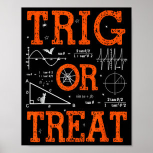 Poster Tricô engraçado ou tratamento Trigonometria Profes
