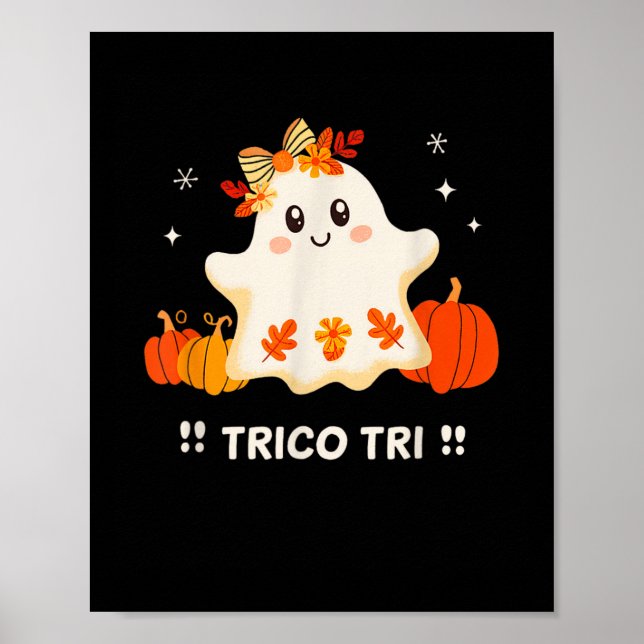 Poster Trico Tri Cute Halloween Spooky Ghost Span Mexican (Frente)