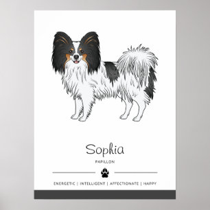 Poster Tricolor Papillon Cachorro Feliz, Cujo Texto É Per