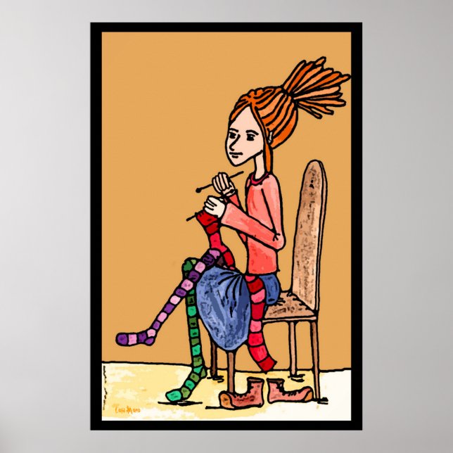 Pôster tricotado dreadlocksmädchen (Frente)