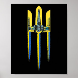 Poster Tridente Tryzub Símbolo Brasão Logo Ucraniano Ucrâ