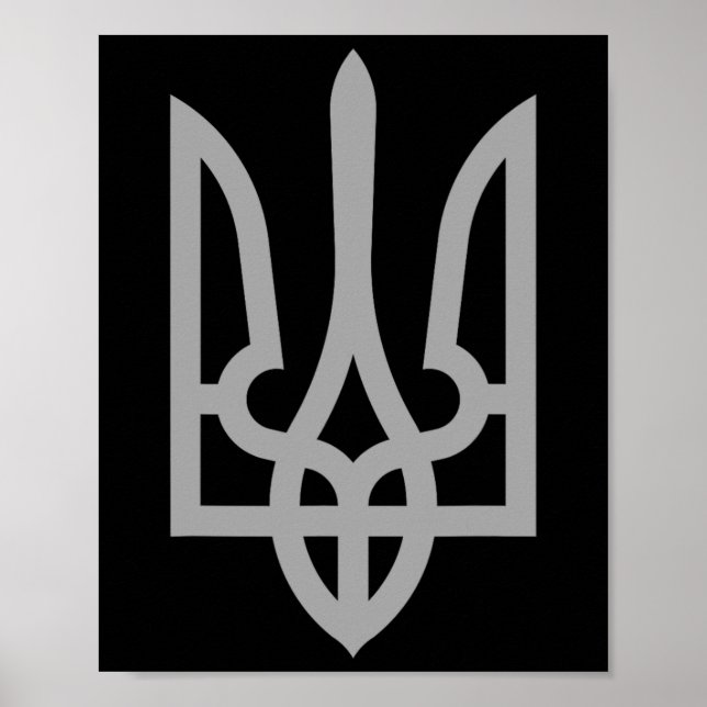 Poster Tridente Tryzub Símbolo Brasão Logo Ucraniano Ucrâ (Frente)