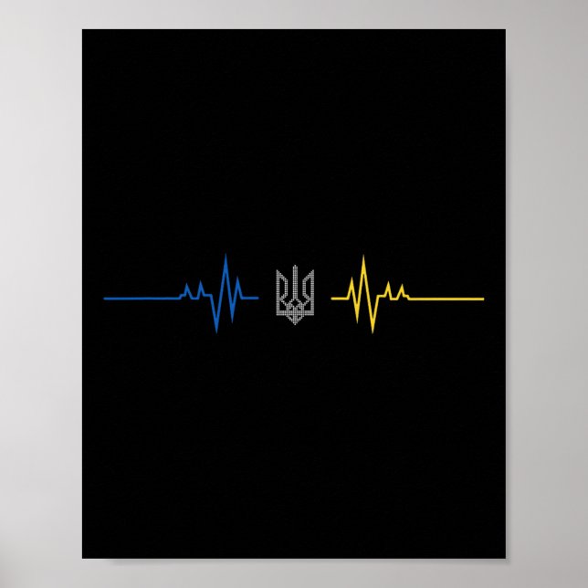 Poster Tridente Ucraniano Bandeira da Ucrânia - Eu Apoio  (Frente)