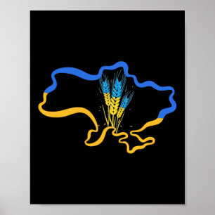 Poster Trigo Ucrânia Terra Amarelo Azul Bandeira Símbolo 