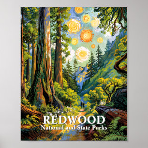 Poster Trilha de caminhada no Parque Nacional Redwood Van