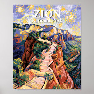 Poster Trilha de Hiking Angels Landing Van Gogh Zion Pers