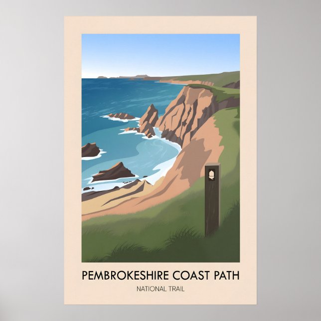 Poster Trilha Nacional da Costa de Pembrokeshire Moderna (Frente)