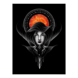 Pôster Trilia Red Nebula Retrato BLKGS Laranja Sol