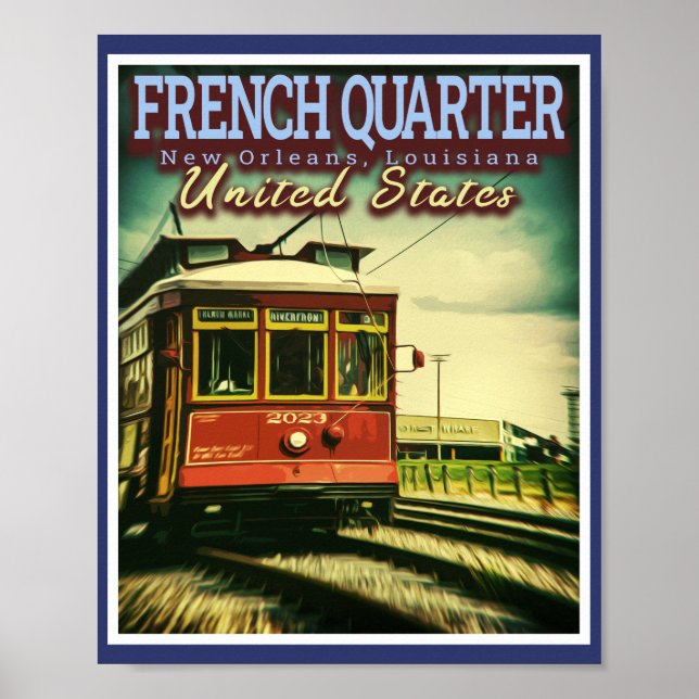 POSTER TRIMESTRE FRANCÊS - STREETCARS NEW ORLEANS LOUISIA (Frente)