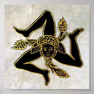 Poster Trinacria siciliano no emplastro