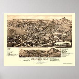 Pôster Trinidad, CO Panoramic Map - 1882