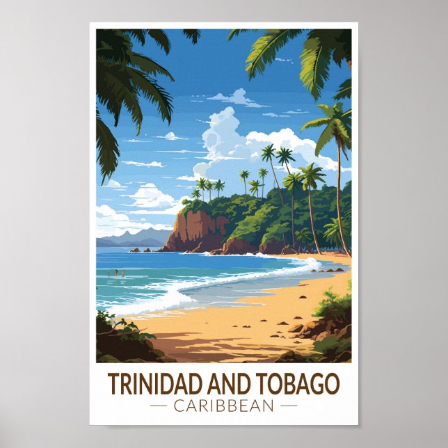 Poster Trinidad e Tobago Caribe a arte Viagem (Frente)