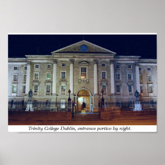 Poster Trinity College Porticio à noite, Dublin Irlanda