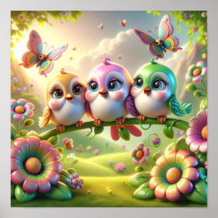 Poster Trío Caprichoso de Pássaros Cantores da Primavera