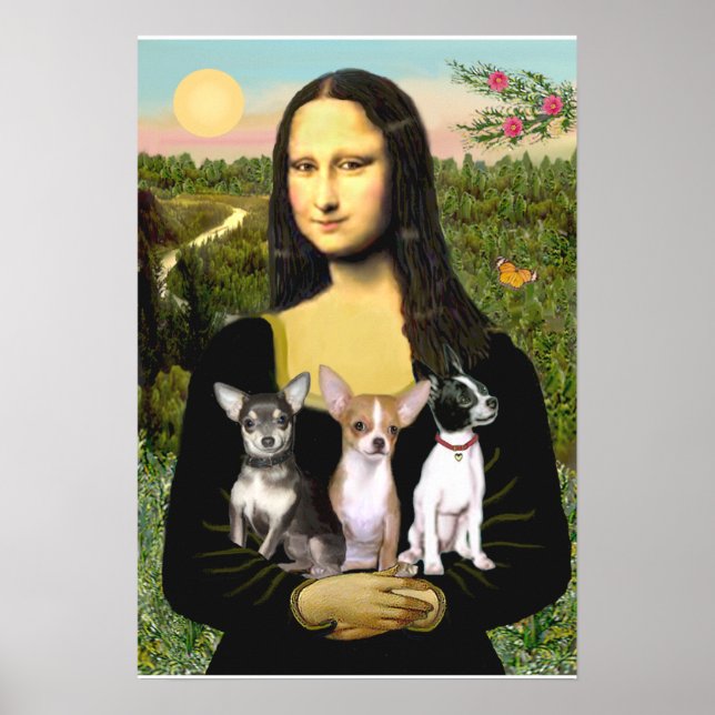 Poster Trio Chihuahua - Mona Lisa (Frente)