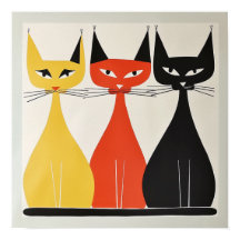 Trio de Arte Moderna Meio século de Gatos